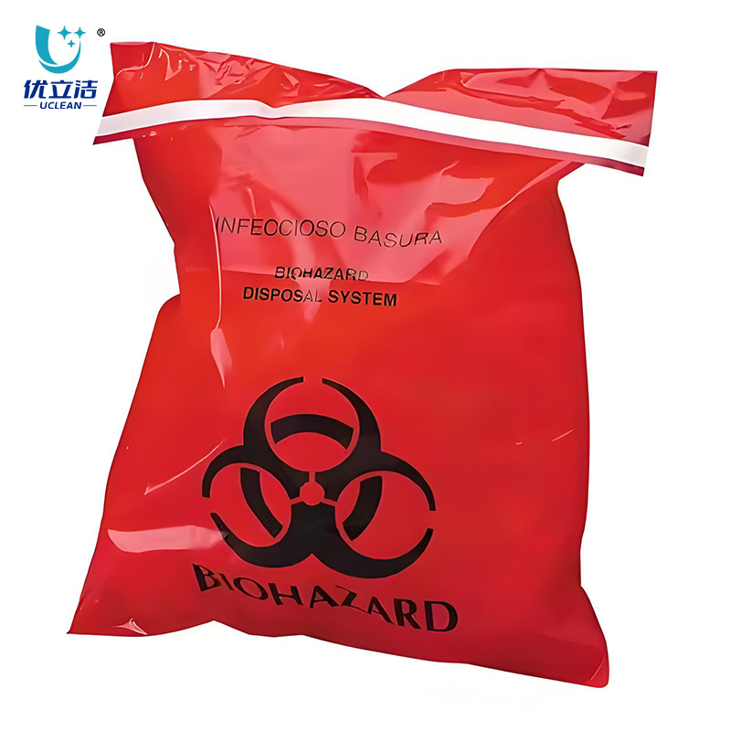 biohazard bags with adhesive strip